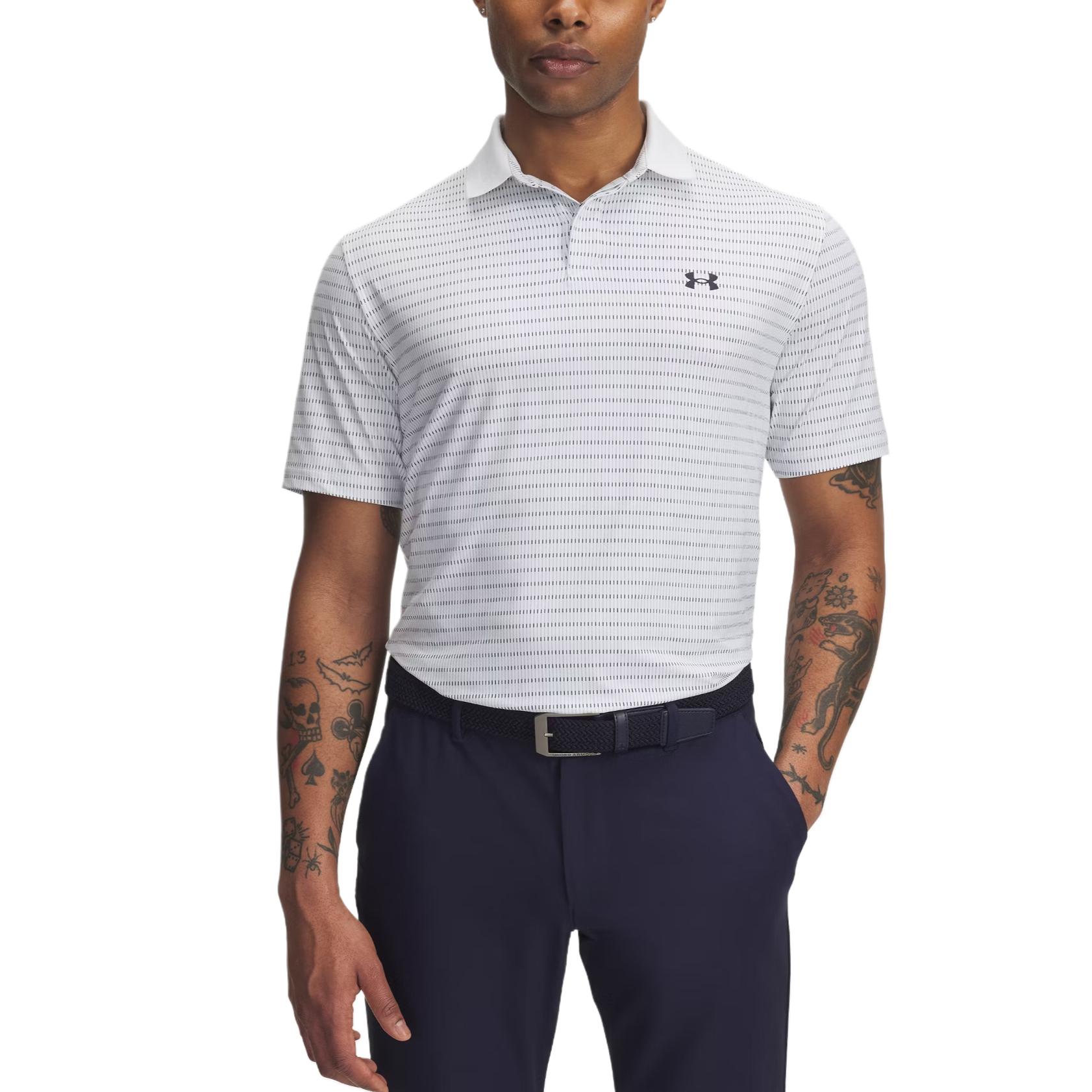 

Under Armour Drive Chill Stylish Minimalist Trendy Striped Short Sleeve Polo Shirt Men Polo Shirts 1389597-102 XL