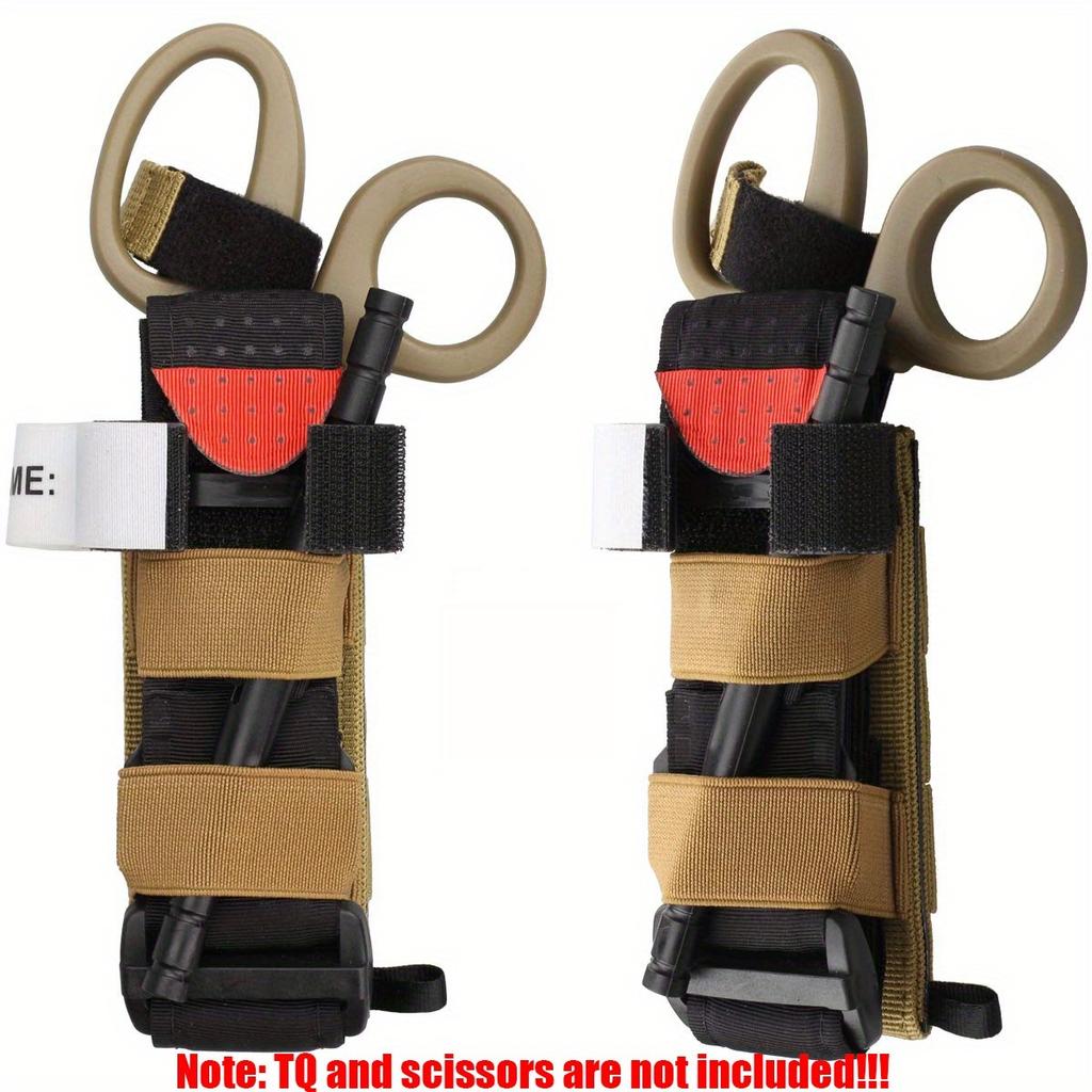 Compact Tactical Tourniquet Pouch: Camo Nylon, Velcro & Quick-Release. Portable outdoor emergency kit, multi-functional.