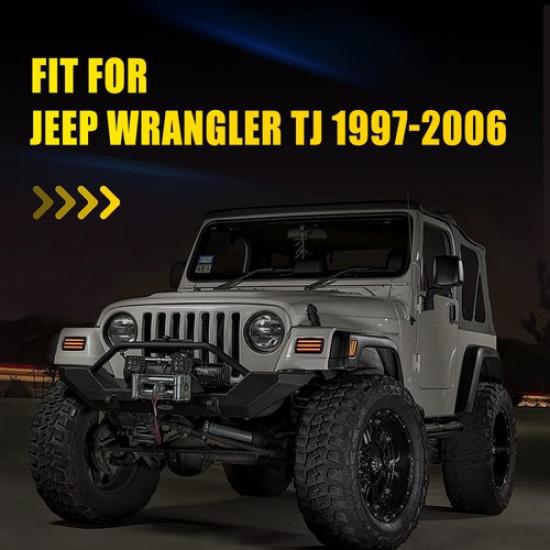 2PC L&R Amber Dynamic LED Side Front Marker Fit Light Jeep Wrangler TJ 1997-2006