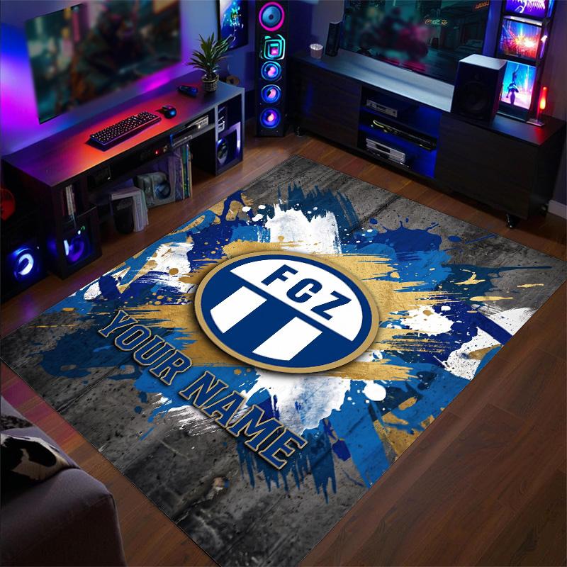 Crystal Velvet Rug FC Zürich Print Custom Name Text Floor Mat Home Decor