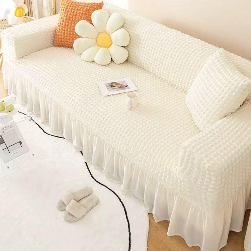 1/2/3/4 Seater Seersucker Grid Sofa Cover Dirt-resistant Sofa Slipcover Sofa Protecter  Living Room