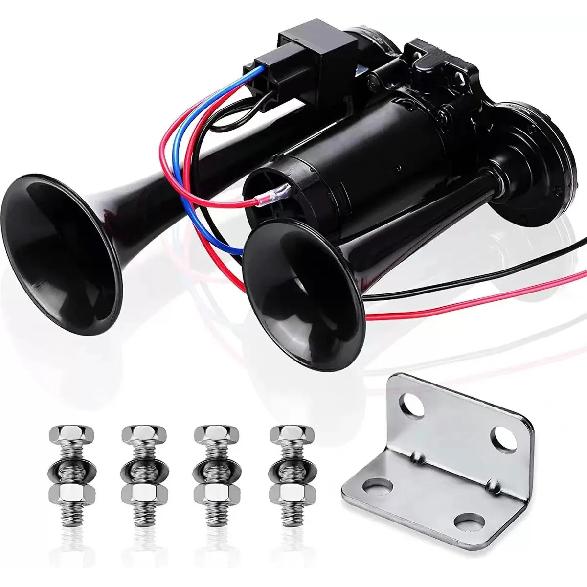 Durable 600DB Black Electric Horn Durable Tube Metal One-piece Electric Pump Horn with Relay Car Horn