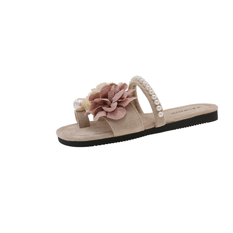 Fashion Beautiful Flower Toe Sandals and Slippers for Women in Summer 2025 New Style with Skirt Soft-soled Beach Flat Shoes