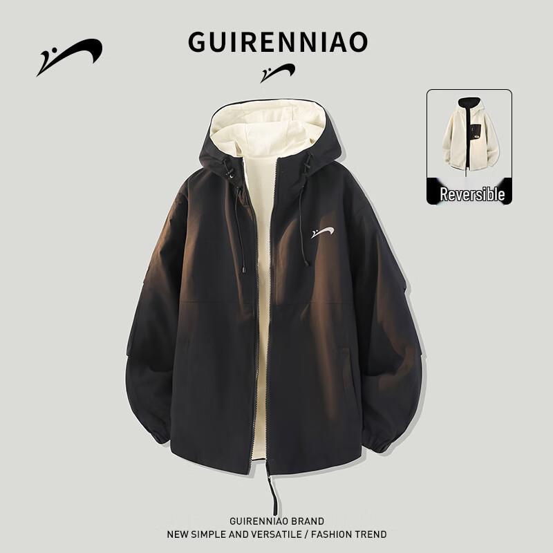 Guirenniao Men's Reversible Hooded Casual Jacket