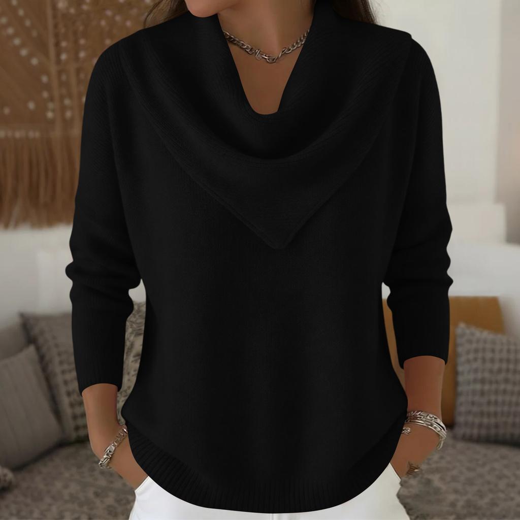 Damen Modischer Einfarbiger Rundhals Langarm Pullover Gestrickter Pullover Top