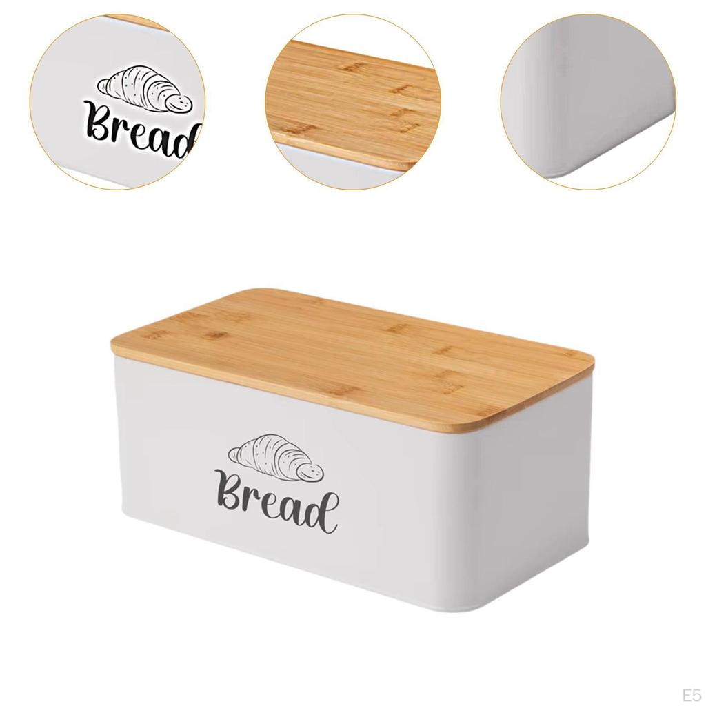 Bread Box Kitchenware Bin with Bamboo Lid for Pantry Farmhouse Bakery Cookies