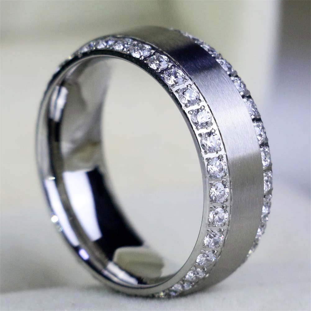 Charm Couple Rings Romantic Women Rhinestones CZ Rings Set Trendy Men Stainless Steel Rings Wedding Band Jewelry For Lover Gifts