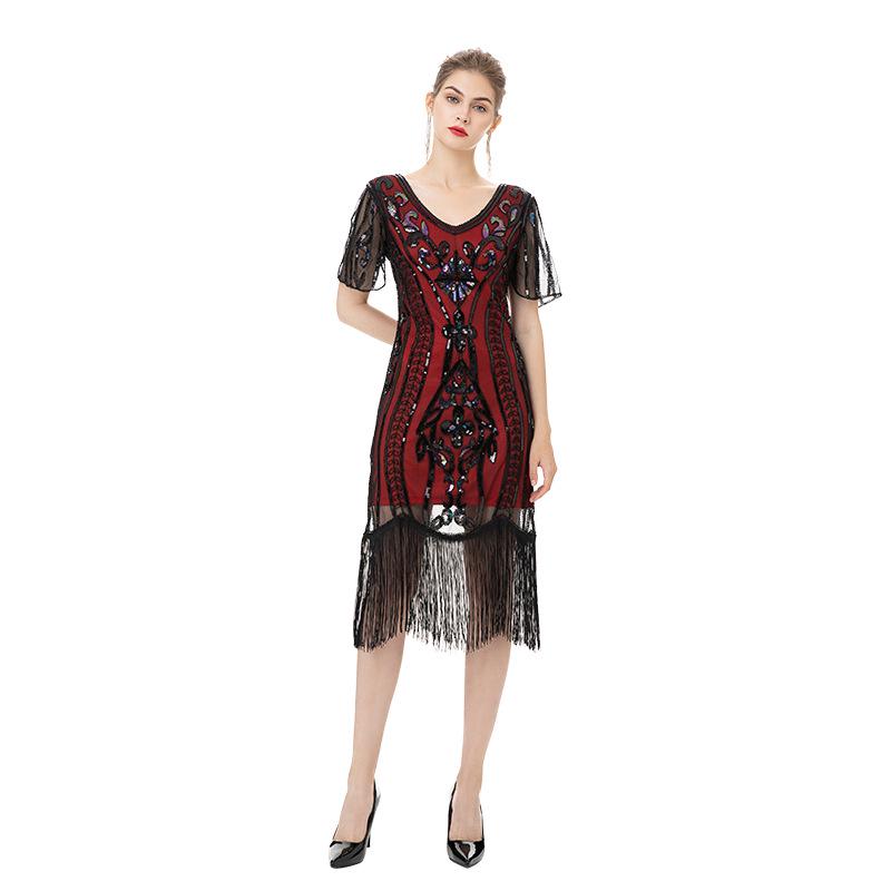 

Свадебное платье и платье подружки невесты в стиле ретро 1920-х годов - вечернее платье с вышивкой пайетками XXXL