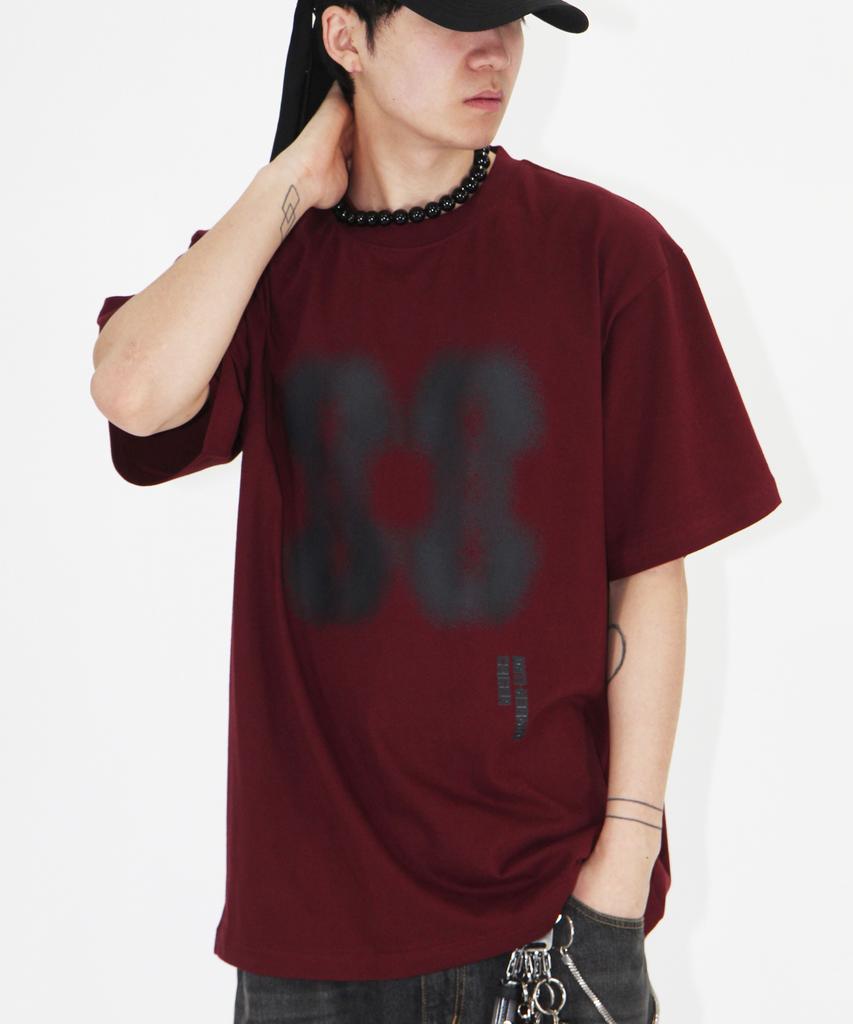 Keuligeon Effect Graphics Semi-Overfit Short Sleeve T-Shirt Burgundy