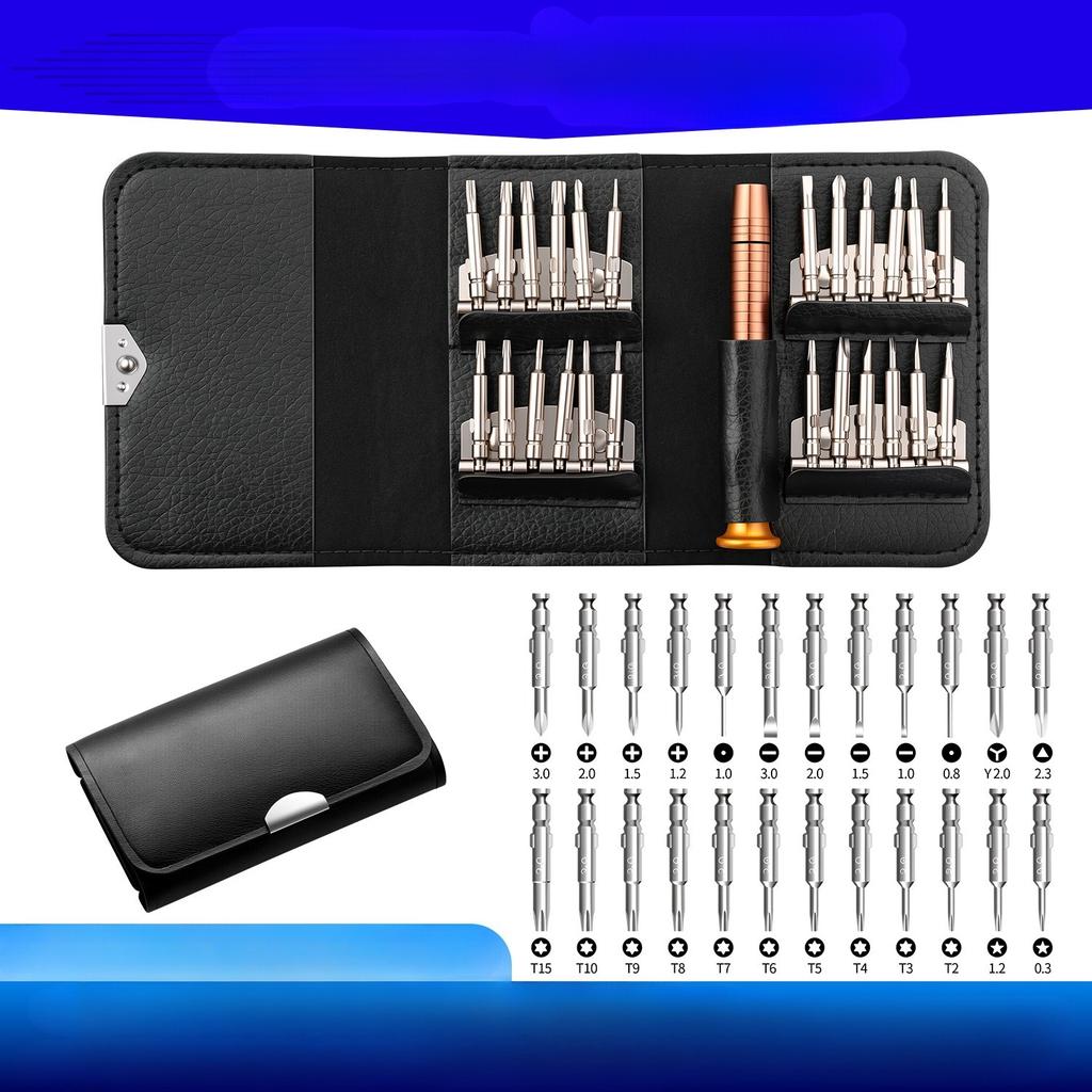 1Pc Screwdriver 25 in 1 Combination Screw Batch Leather Bag Mobile Phone Glasses Repair Disassembly Tool Set Disassembly
