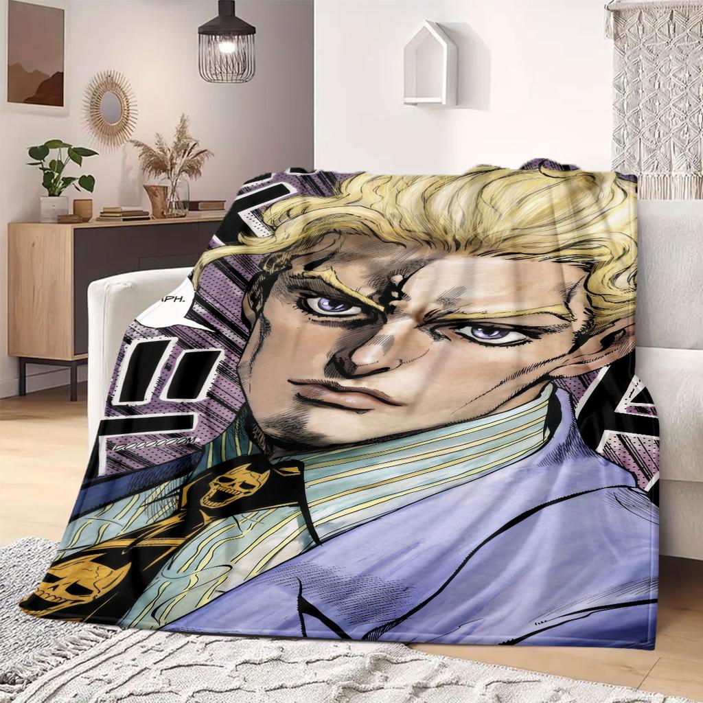 JOJO anime Flannel Blanket Warm,Comfortable,Suitable for Bedrooms,Sofas,Beds,Chairs,Picnics,Travel