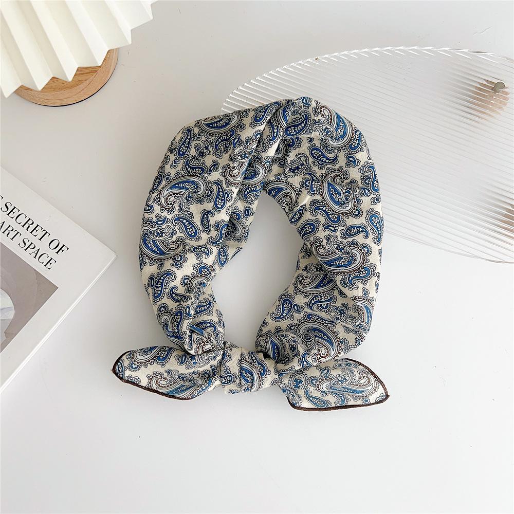 Cotton And Linen Small Square Scarf Silk Scarf Women'S Spring And Autumn New Style Artistic And Versatile Fashionable Temperament Headband Scarf