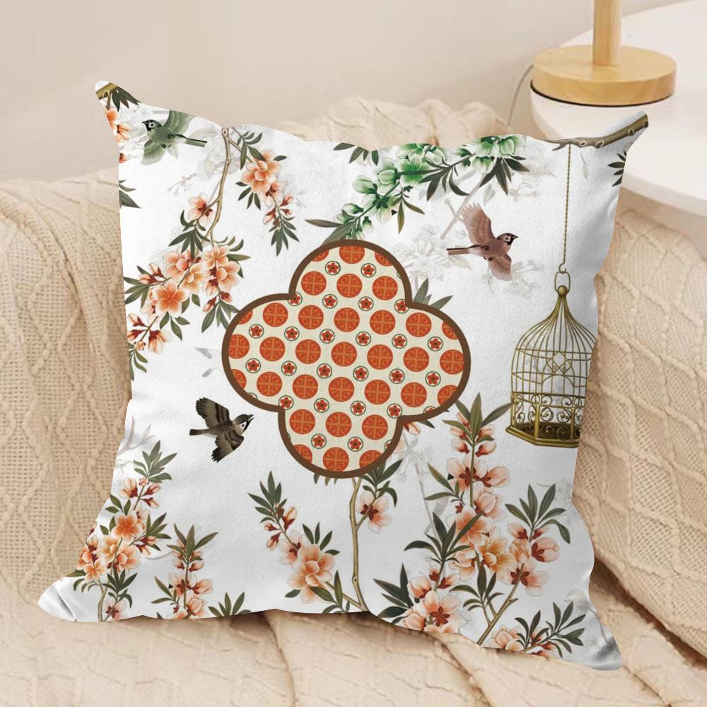 

Chinese Floral Patterns Cushion Cover Soft Plush Fabric Double-Sided Printed Sofa Cushion Cover for All Seasons Home Decor Gift 30cmx30cm