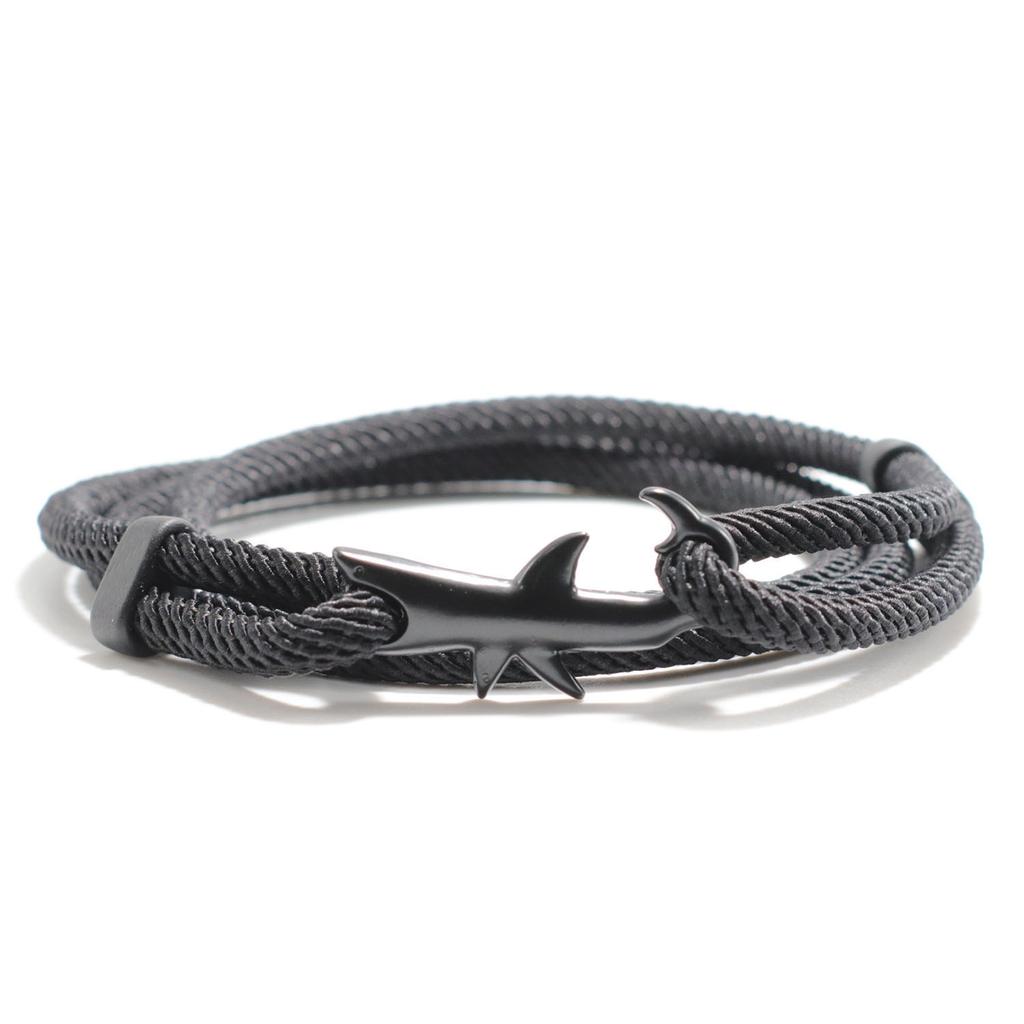 Sea Animal Shark Bracelet Men Women Multilayer Adjustable Survival Braclet Beach Jewelry Gift For Lover Good Luck Red Braslet