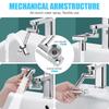 Retractable Universal 1440 Swivel Robotic Arm Swivel Extension Faucet Aerator Kitchen Sink Faucet Extender 2 Water Flow Mode