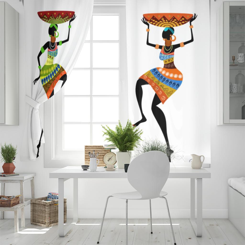 Africké ženy okenní závěsy do obývacího pokoje dětská ložnice Ošetření okenních rolet Kuchyňské závěsy