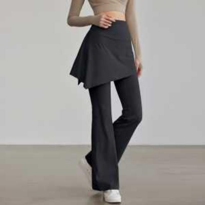 

Леггинсы для женщин, имитация двух предметов, брюки для йоги, осень-зима, новый стиль, микро-пулл, с эффектом лифтинга ягодиц, спортивный костюм для пилатеса, фитнеса OneSize чёрный