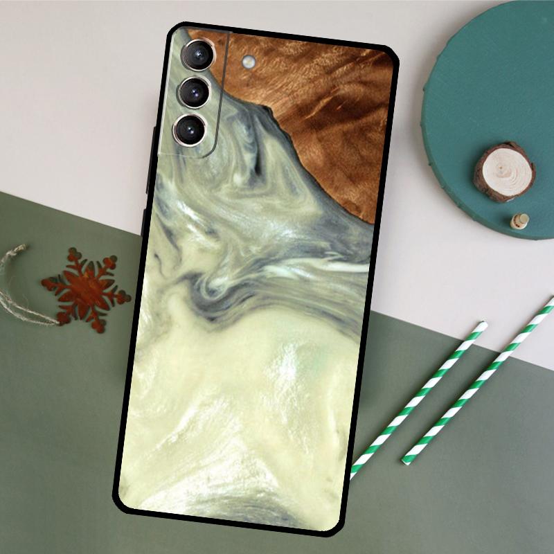 Wood Resin Pattern Phone Case For Samsung Galaxy S25 S20 S21 S22 S23 S24 S26 Ultra S10 Plus S25 FE Back Cover