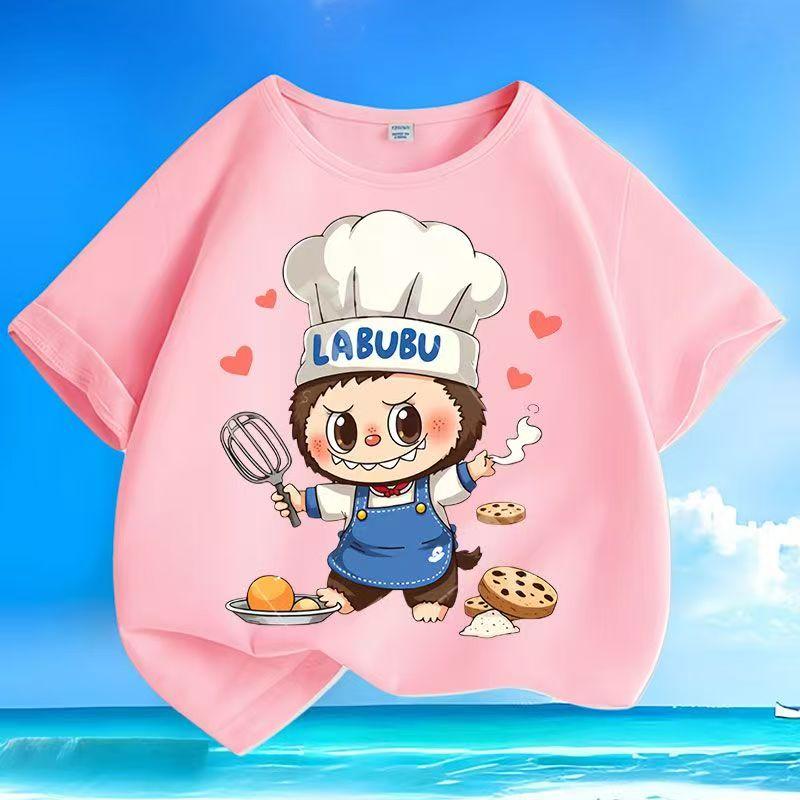 

Детская мультяшная футболка Шеф-повар Лабубуэд Детская Аниме 3D-принт Футболка Мальчик Девочка Мода Повседневная Одежда Лето Милая Одежда с коротким рукавом Подарок 130