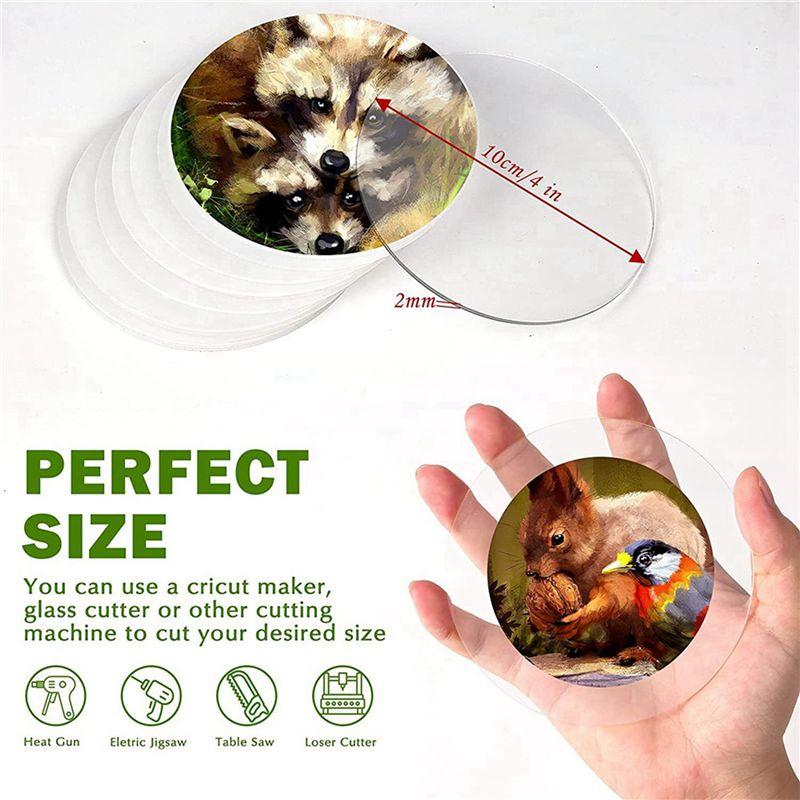 A60Z54 Pcs Clear Acrylic Disc 4 Inch Circle Acrylic Sheet Thick Circle Acrylic Rounds Blanks Acrylic Panel For DIY Craftsmay