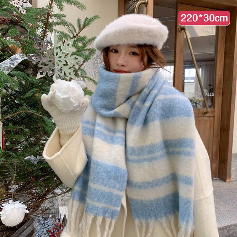 Soft Winter Cashmere Scarf Multi-Style Warm Long Tassel Scarves Mohair Thickened Wrap Shawls For Women Girls