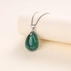 [KOAI] Malachite Teardrop Pendant, Purification and Good Fortune Amulet Power Stone Pendant, 925 Silver Chain, Women's
