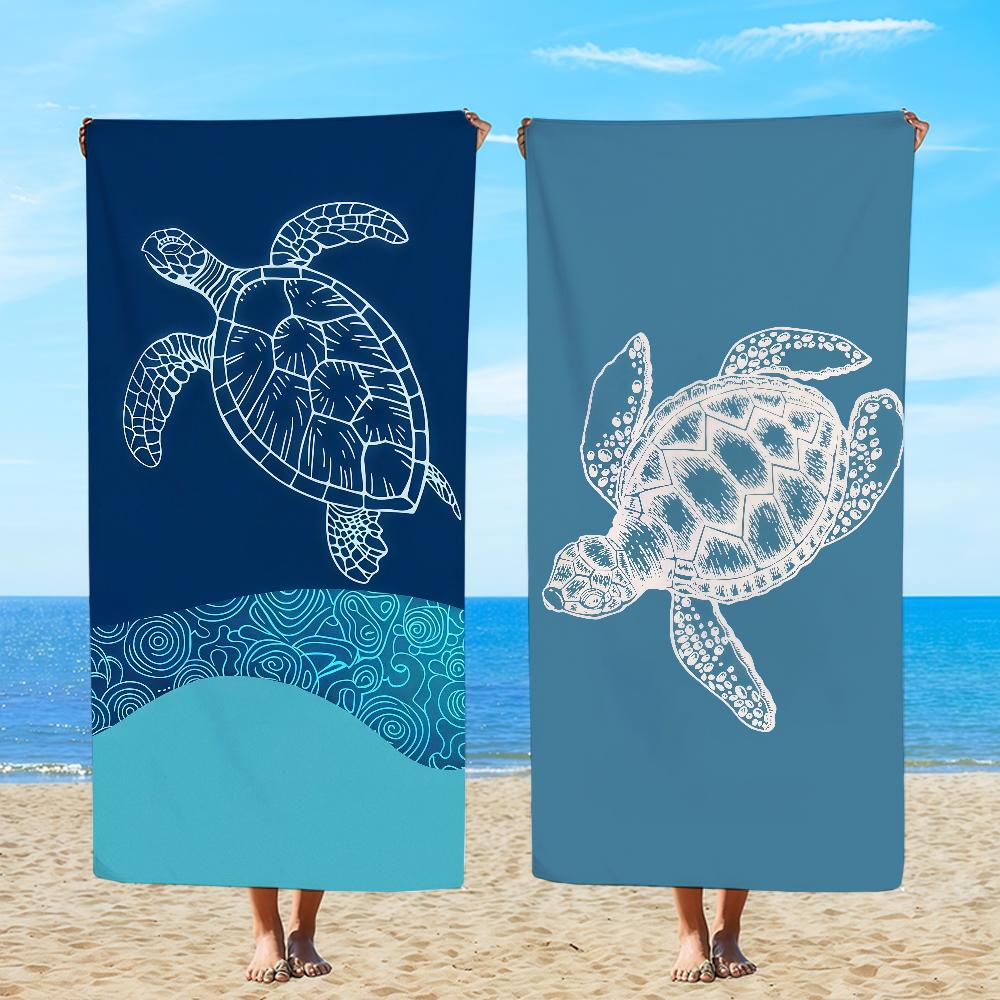 Turtle Pattern Towel Beach Oversized Soft Ultra Absorbent Quick Drying Large Pool Travel Camping Bathroom