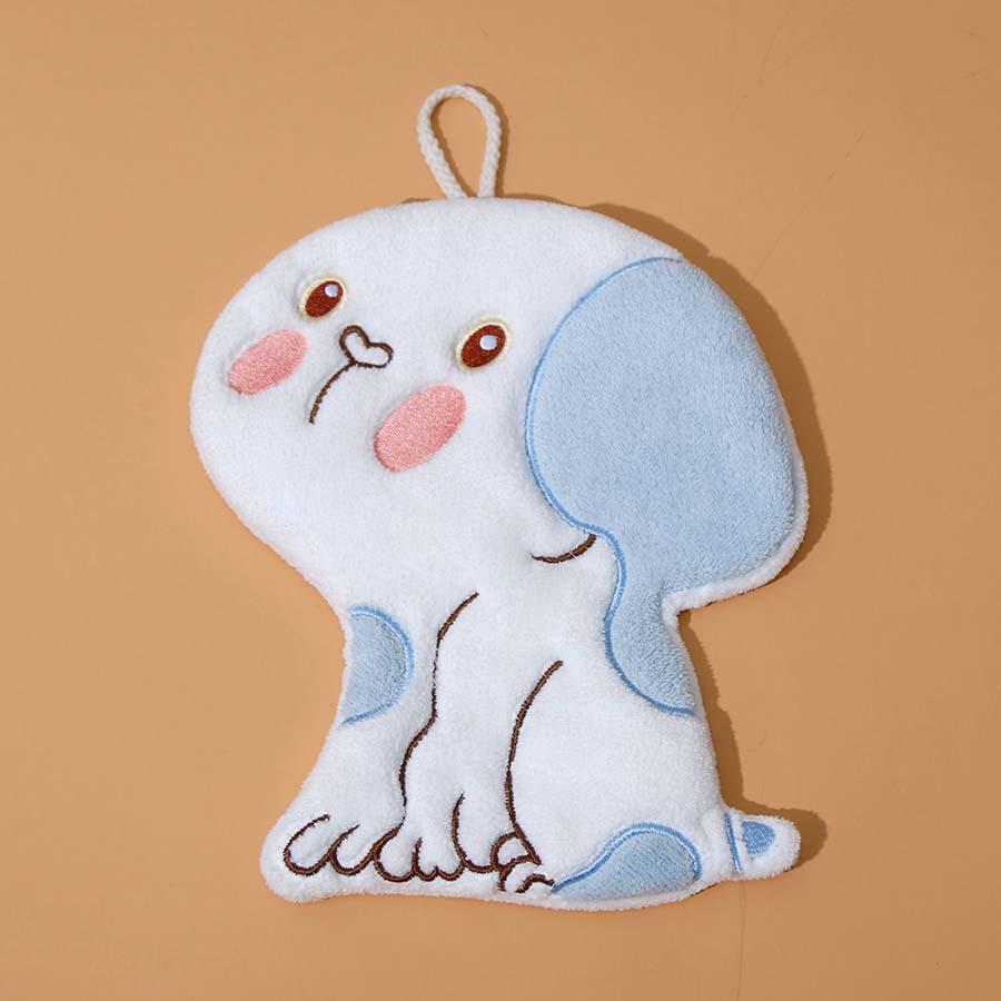 Soft Cute Cartoon Coral Fleece Hanging Hand Towel - Absorbent Kitchen Wiping Cloth