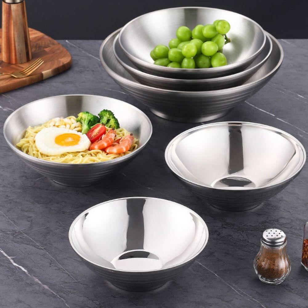Anti Fall Ramen Bowl Japanese Style Double Layer Rice Bowl 304 Stainless Steel Bowl  Restaurant