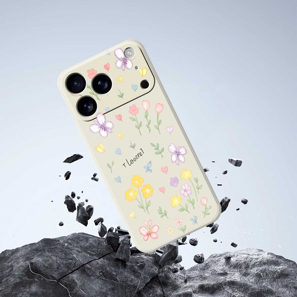 For iPhone 17 Pro Max Case Small Flowers Pattern Printing Straight Edge TPU Phone Back Cover