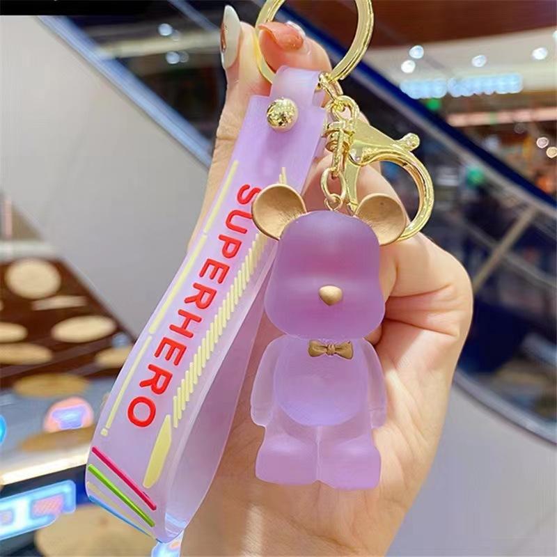 Crystal Bow Tie Bear Cute Female Keychain Creative Couple Keychain Car Pendant Cartoon Cute Backpack Ornament