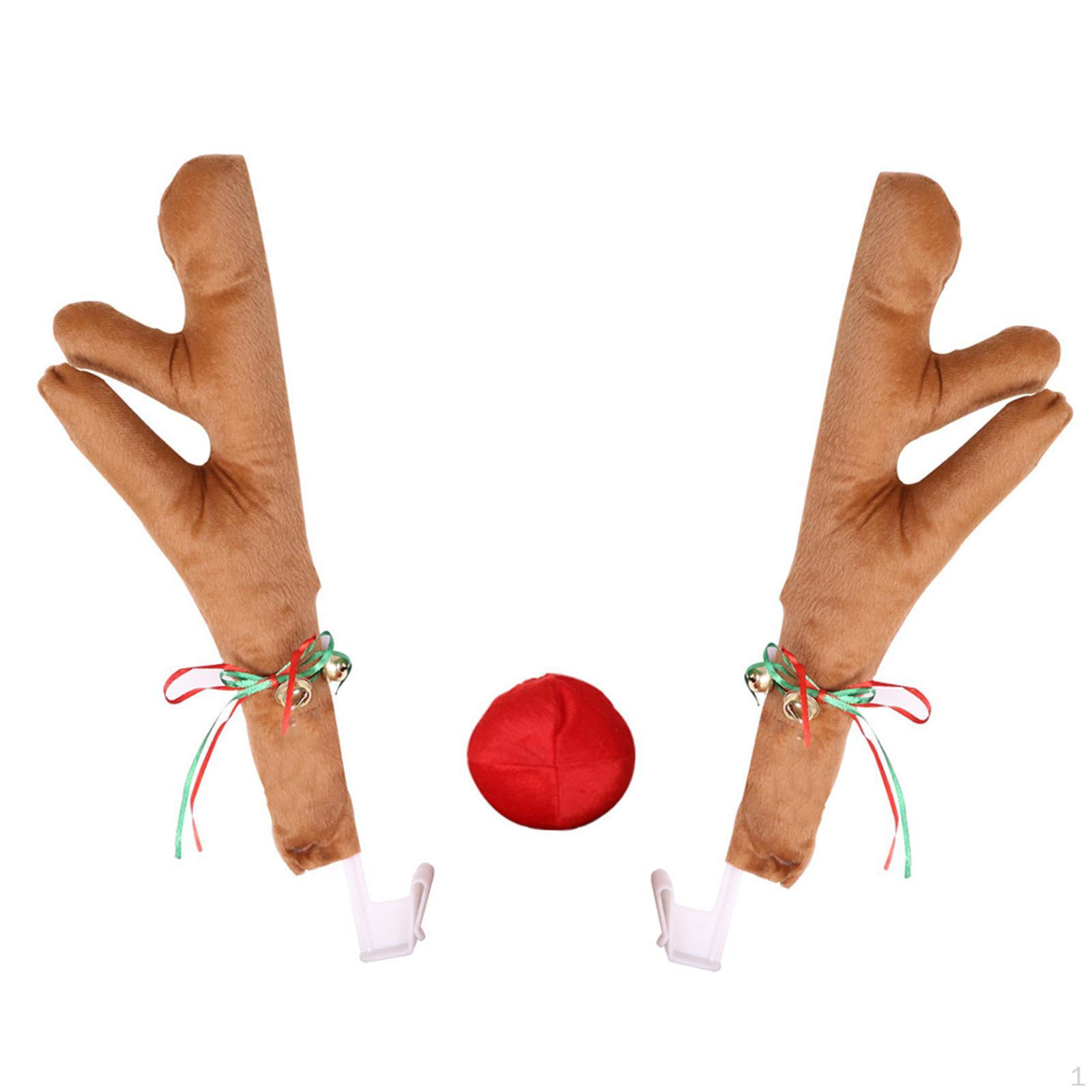 

Автомобильный комплект из рогов и носа оленя, праздничный декор для автомобиля, Премиальное рождественское украшение