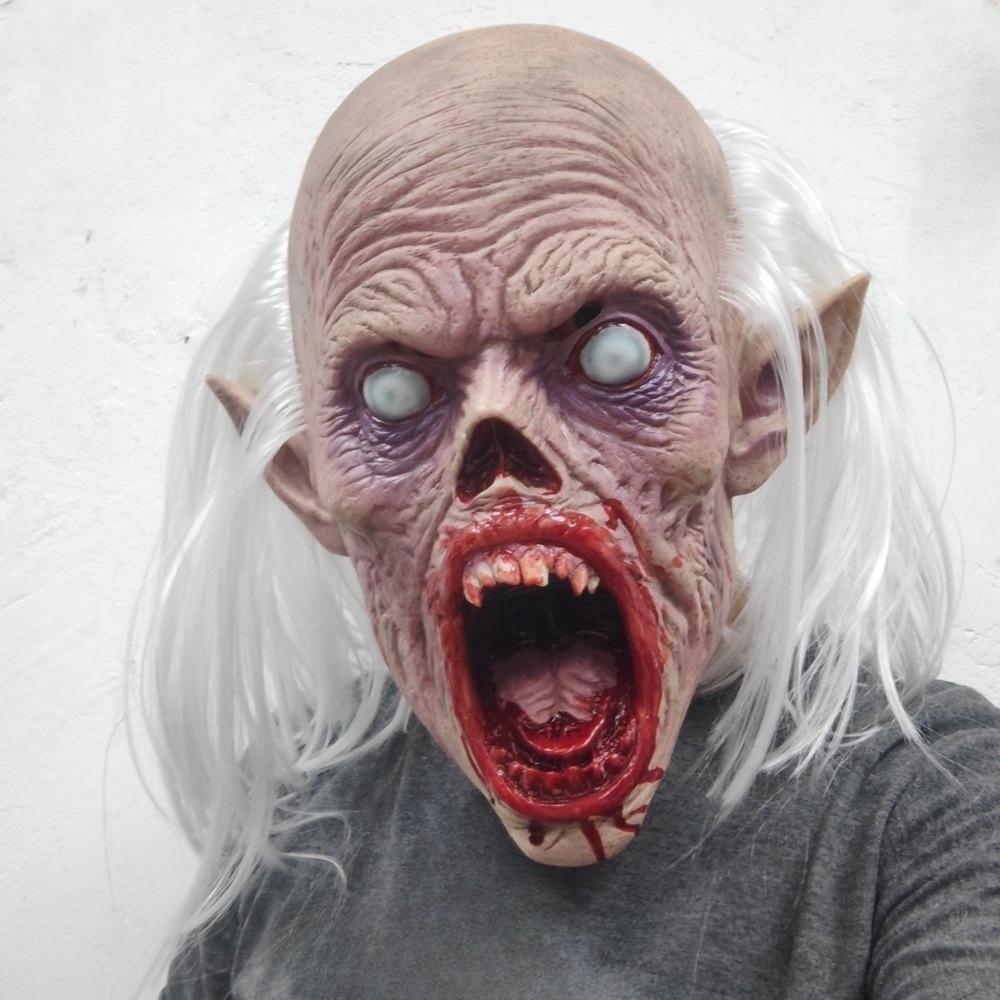 Ужасающая латексная маска вампира с белыми волосами Adult size