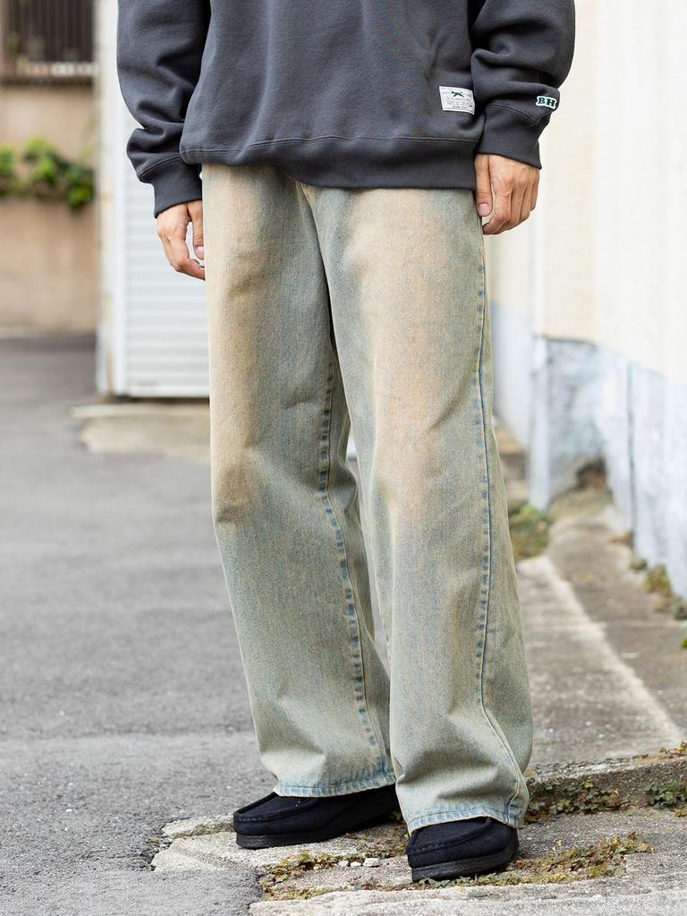 Jeans Blast Wide Straight Denim INDIGO S [Beams Heart] Men's