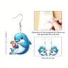 Vocation Coastal Dolphin Acrylic Earrings for Women, Tropical Beach Theme Drop Earrings, Design for Daily and Party Wear
