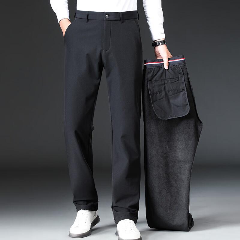 

Fengxun Men s Plush Lined Straight Leg Winter Pants 36