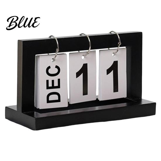 Desktop Calendar with Ornament Decor Metal Perpetual Solid Wood Iron Ring Rust-Resistant Wooden Rust-resistant