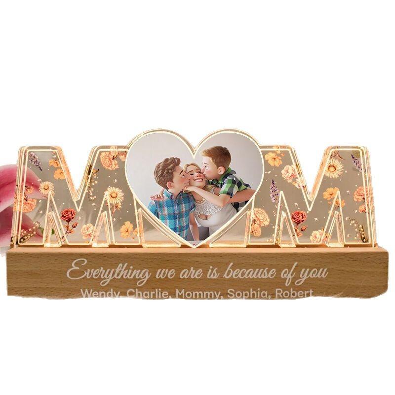 Cross-border Hot Mother's Day Creative Gift Customized Printed Acrylic Night Light with Text and Birthday Flower Ornaments