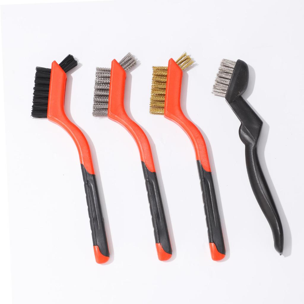 3-Piece Double-Headed Cleaning Brush Set: Stainless Steel, Nylon, and Brass Wire Brushes for Crevice Cleaning and Rust Removal