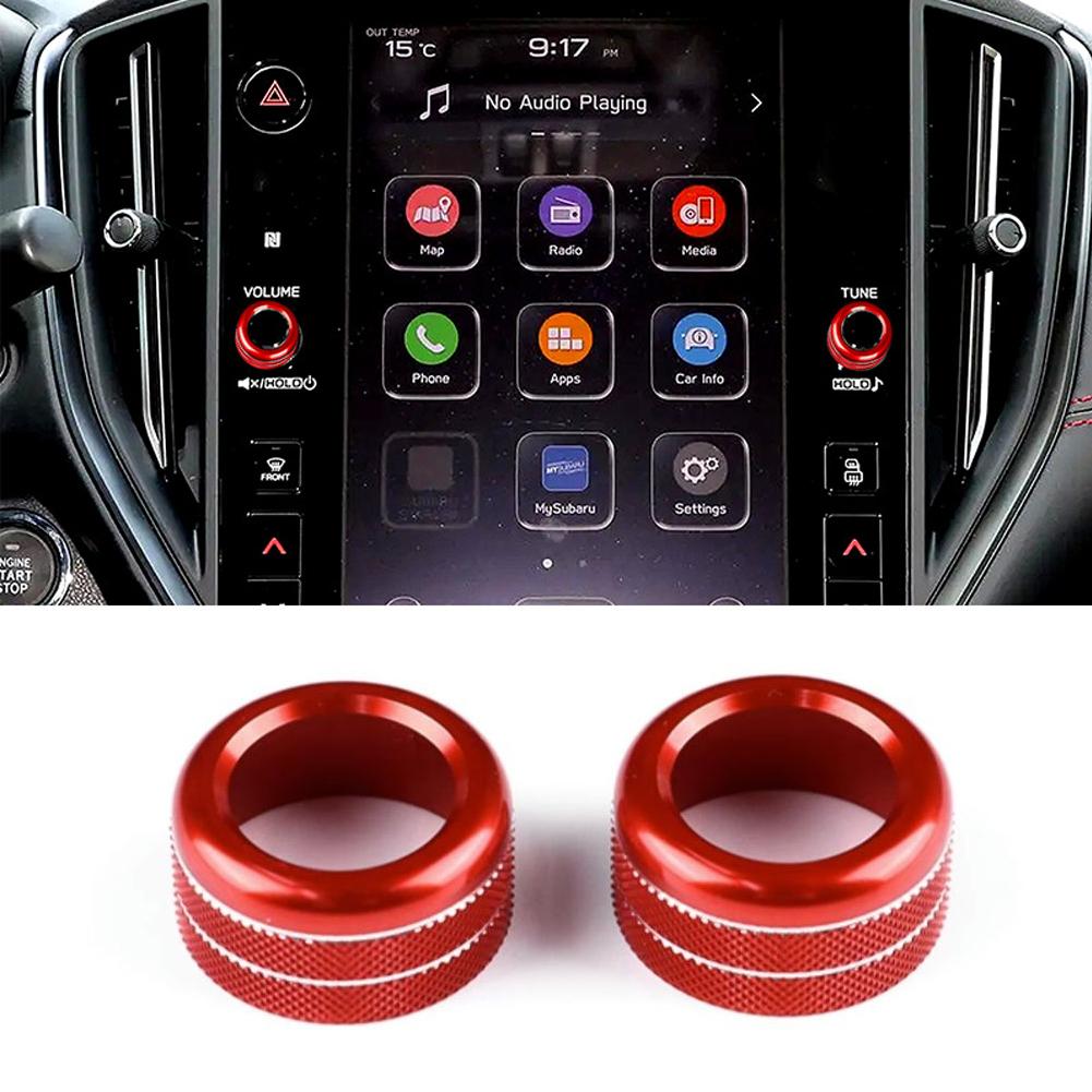 

2 шт., автомобильное зеркало заднего вида, кнопка регулировки громкости звука, круглая крышка, отделка, внутреннее кольцо, украшение для Subaru Crosstrek 2024 Volume красный