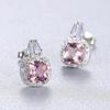 Morganite Pink Stud Earrings Cute 925 Sterling Silver Aesthetic Crystal Stone Earring For Girls Dainty Female Jewelry Gift