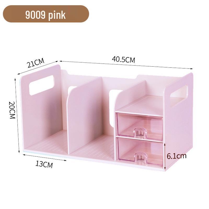 Desktop Storage Bookcase with Drawer: Book Stand & Student Storage Rack
