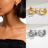 Stainless Steel Thick Intersection C-Shaped Earrings Luxurious Simple Smooth Waterproof Gold Plated Exquisite Jewelry Party Gift