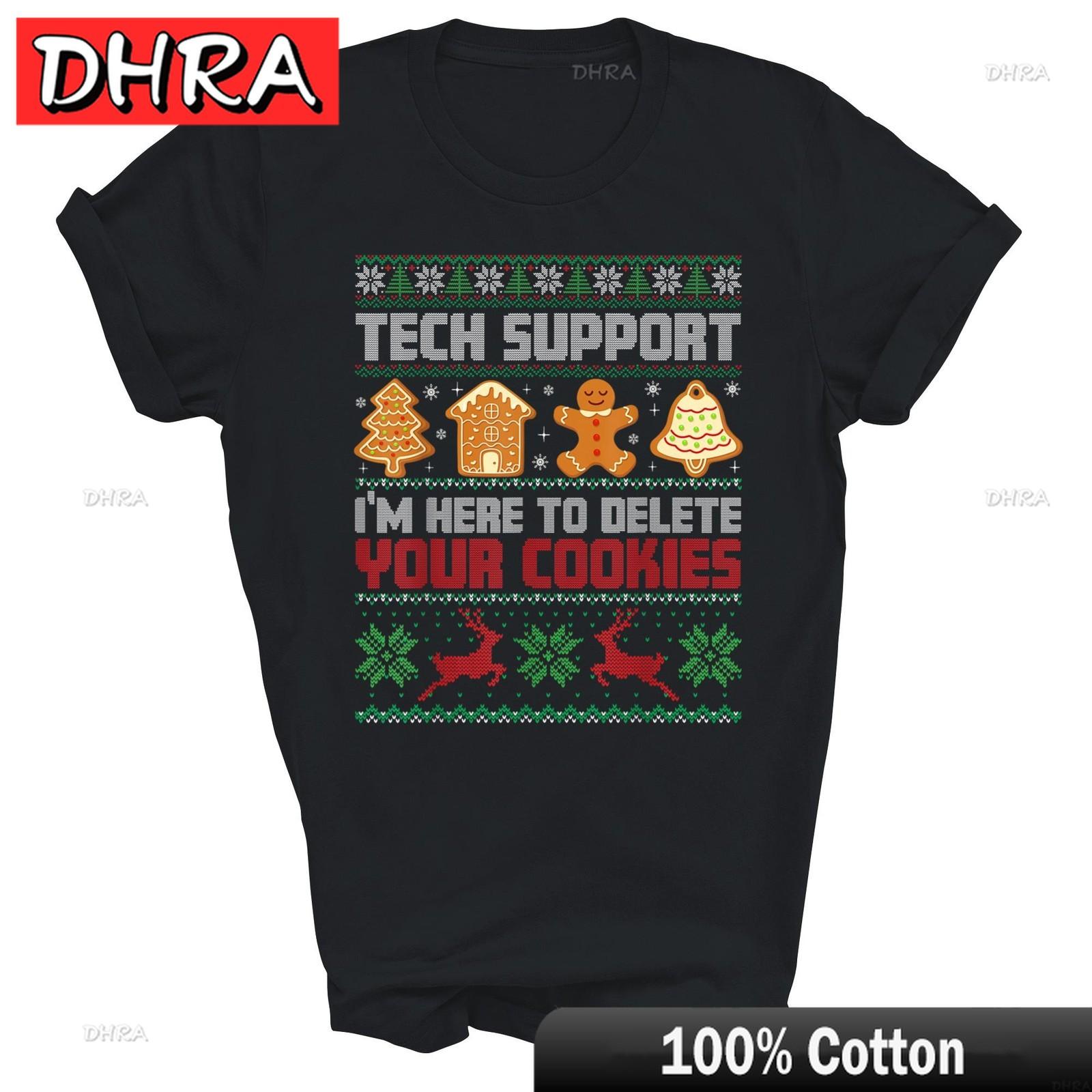 Christmas Tech Support Im Here To Delete Cookies Xmas Unisex Shirt Gift Featuring Cotton Chill Gothic Urban Graphic T Shirt 4XL