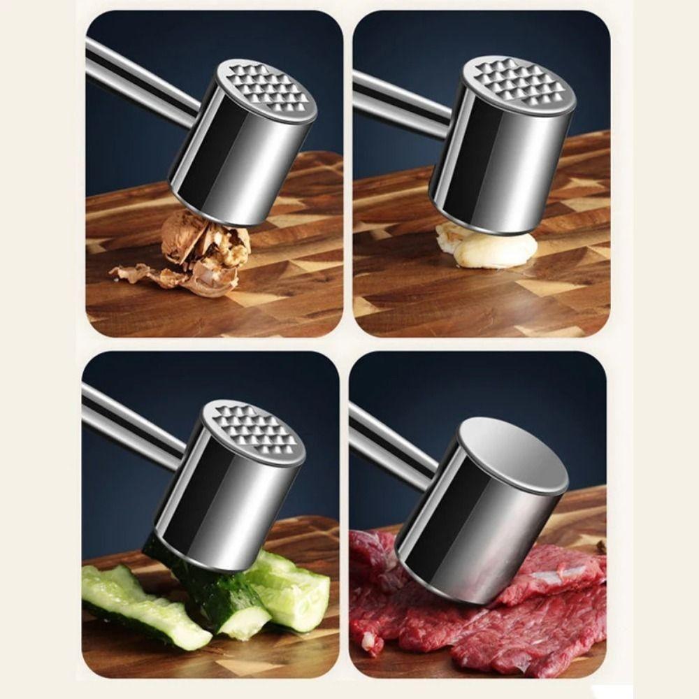 Double-side Meat Hammer Stainless Steel Steak Mallet Kitchen Beef Hitting Tool Meat Preparation