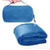 Portable Plain Color Flannel Fleece Travel Blanket with Storage Pillow for Airplane and Outdoors