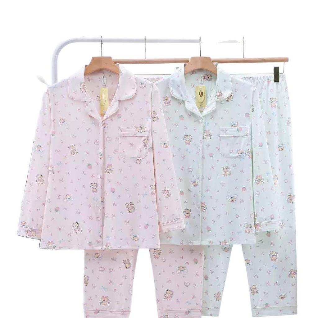 Dingdang Guifei Women's Autumn/Winter Two-Piece Set: Turn-Down Collar Pajamas with Long Sleeves and Pants, Stylish and Comfortable Casual Homewear.