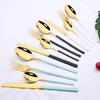 16Pcs Black Silver Cutlery Set Dinnerware Set  Knife Fork Tea Spoon Family  Flatware Set Stainless Steel Tableware Western Kitchen Set