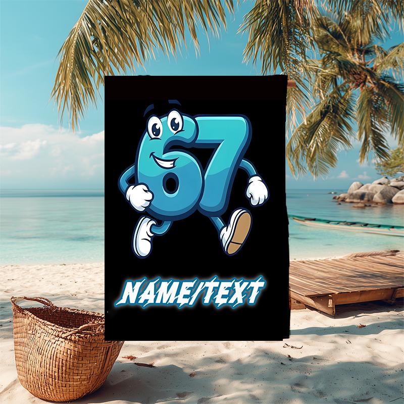 1PC Custom Name Happy Number Character Beach Towel Highly Absorbent And Sand-Resistant Towel for Swimming, Pool, Yoga, And Travel Lightweight