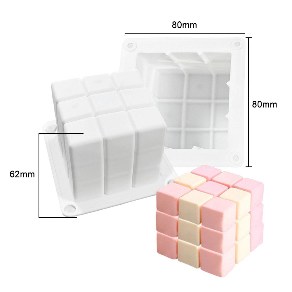 Silicone world Silicone 3D Cube Baking Mousse Cake Mold Dessert Molds DIY Aromatherapy Candle Plaster Mould Handmade Soap Mold